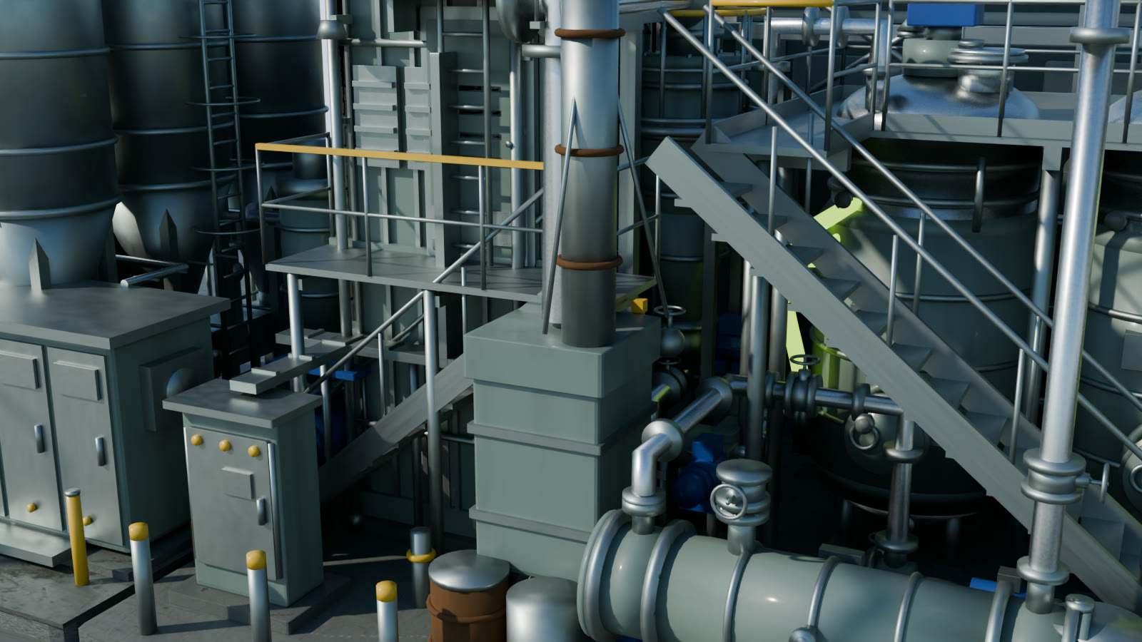 Illustration: the hammer-mill house with its dust cyclone and control cabinets.