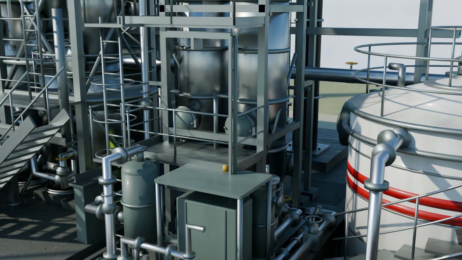 Illustration: the molecular-sieve skid, two slim vessels with their switching valves on top.